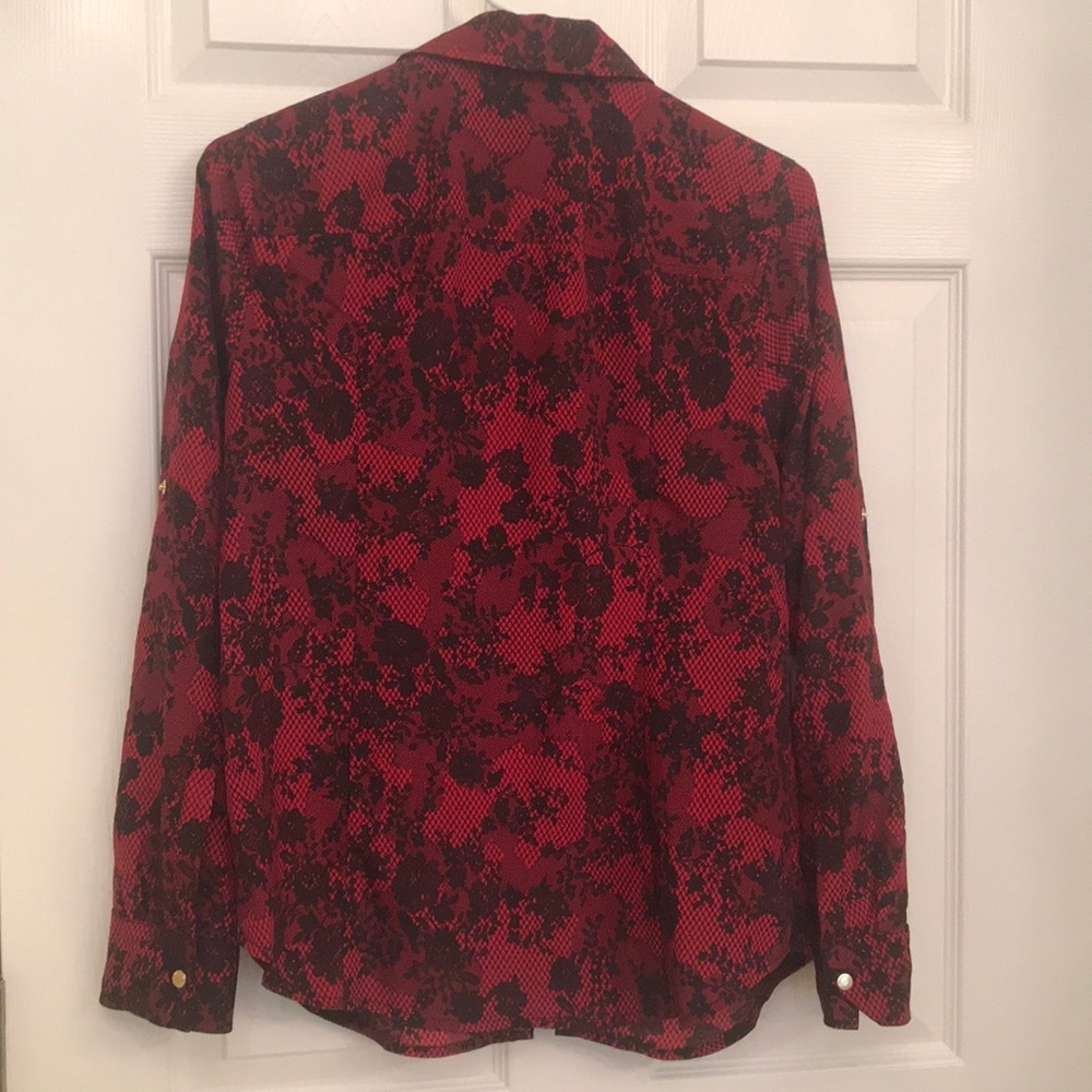 Michael KORS Blouse Long/Short Sleeve Red SzM - Picture 2 of 5